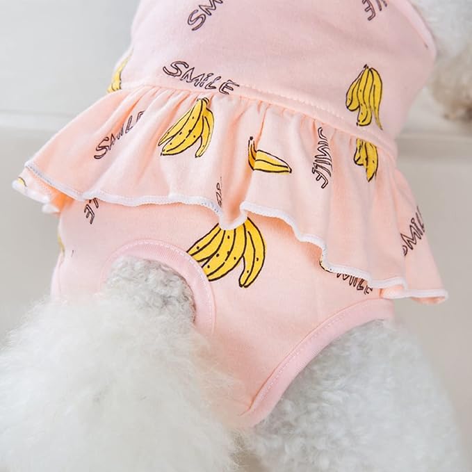 2 Pieces Dog Diaper with Suspender Washable Sanitary Pantie Reusable Puppy Sanitary Pants Cute Pet Underwear Diapers Jumpsuits for Small Female Dogs Girl in Heat Period (S)