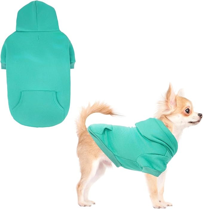 KOOLTAIL Dog Hoodie for Large Medium Small Dogs,Soft&Warm Pet Sweater with Leash Hole&Pocket Boy Girl,Puppy Fall Winter Jacket Clothes,French Pitbull Cold Weather Coat Sweatshirt,Lake Blue S