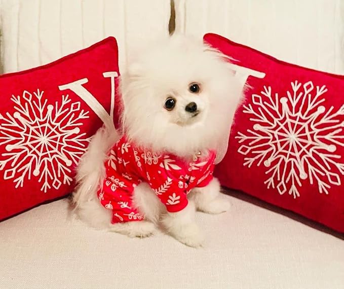 CuteBone Soft & Stretchy Christmas Dog Pajamas - Cozy Pet Jammies Breathable Jumpsuit for Small Dogs - All-Season Comfy Outfit Easy-On Pullover Design - Keeps Pets Warm & Comfortable P18S