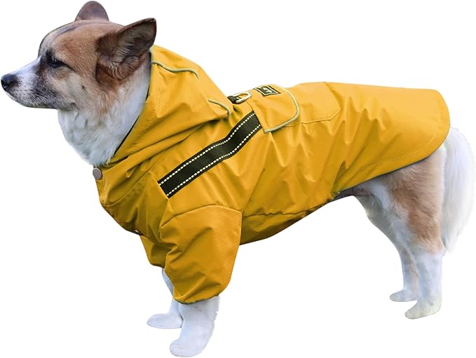 Premium Dog Raincoat with Hood for Extra Small Dogs,Outdoor Sports Waterproof Dog Rain Jacket,Puppy Raincoat with Pockets,Yellow XS