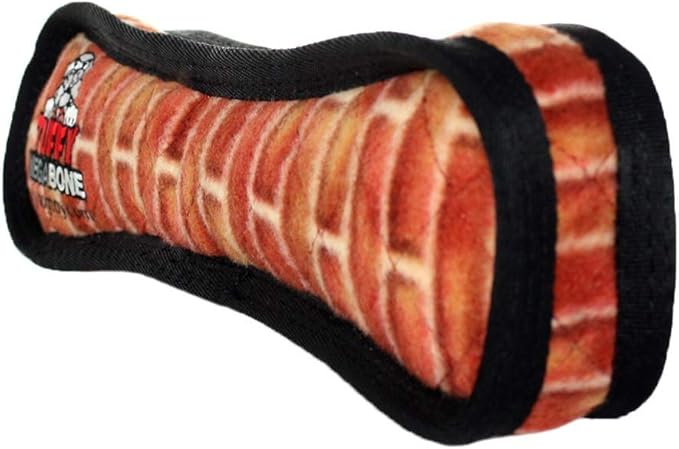 TUFFY - World's Tuffest Soft Dog Toy - MEGA - Squeakers - Multiple Layers. Made Durable, Strong & Tough. Interactive Play (Tug, Toss & Fetch). Machine Washable & Floats (Bone Brick, Large 2 Pack)