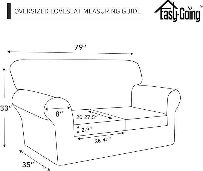 Easy-Going 100% Dual Waterproof 3 Pieces Oversized Loveseat Cover Stretch Soft Couch Cover for Dogs, Sofa Slipcover for 2 Separate Cushion Couch Leakproof Furniture Protector for Kids, Pets Brown