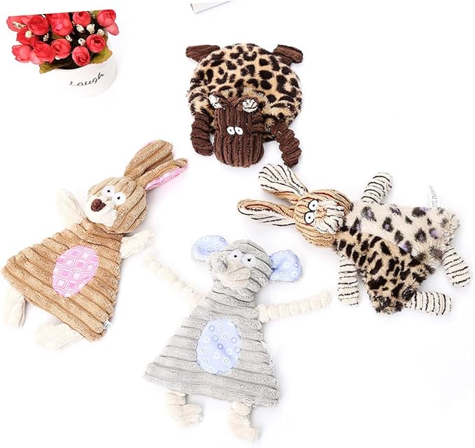 Dog Toys Corduroy Molar Pet Toys Sound for Chewing Playing Cute Stuffed Animal for Home and Grey