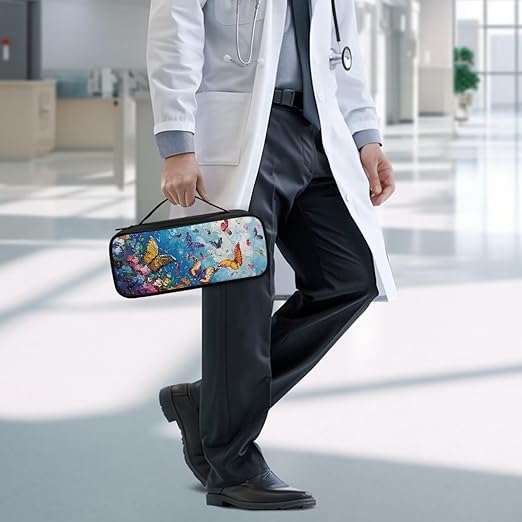 Gomyblomy Aesthetic Butterfly Stethoscope Case Storage Bag with Extra Room for Scissors Bandages Penlight, Protective Stethoscope Carrying Case for Doctors/Nurse Accessories