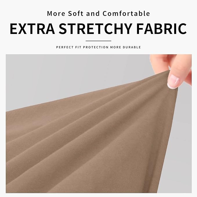 Easy-Going 100% Dual Waterproof 3 Pieces Oversized Loveseat Cover Stretch Soft Couch Cover for Dogs, Sofa Slipcover for 2 Separate Cushion Couch Leakproof Furniture Protector for Kids, Pets Camel