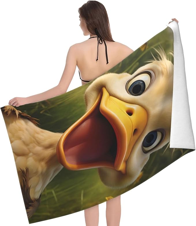 Duckling Beach Towel Animal Duck Sand-Free Microfiber Bath Towel Ultra Soft Quick Dry Pool Towel Absorbent Towel Lightweight Towel for Outdoor Bathroom Swimming Decor 31inx51in