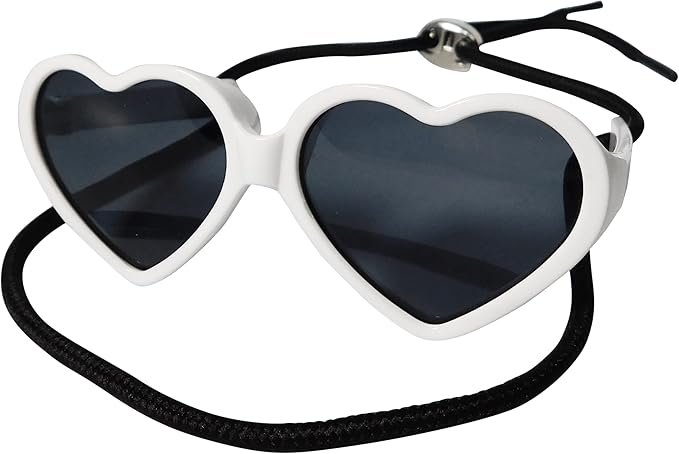 G016 Dog Cat Pet Puppy Heart Sunglasses Glasses for Small Breed up to 15lbs (2-Pack Heart Red + Heart White)