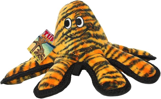TUFFY - World's Tuffest Soft Dog Toy - MEGA -Multiple Layers. Made Durable, Strong & Tough. Interactive Play (Tug, Toss & Fetch). Machine Washable & Floats (Octopus, Small 2 Pack)