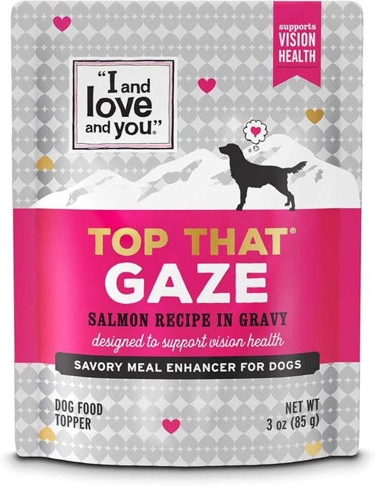 I and Love and You Wet Dog Food Toppers - Top that Gaze Salmon Recipe in Gravy, Filler Free, Meal Enhancer Topper, 3oz 12pk
