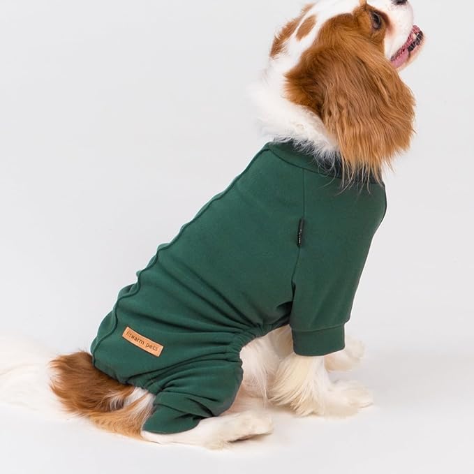 Fitwarm 2 Pack Lightweight Fleece Dog Pajamas, Warm Winter Clothes for Small Dogs Boy Girl, Cozy Pet Onesie with Feet, Yellow Green, Dark Green, XXL