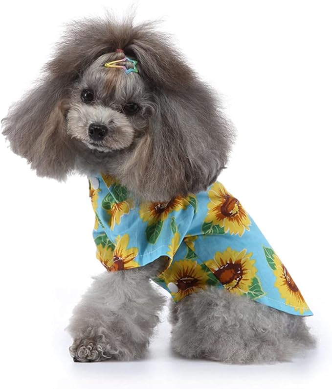 Tangpan Summer Pet Daisy Hawaiian Beach Plaid Print Shirts Clothes for Dog S06 Green S