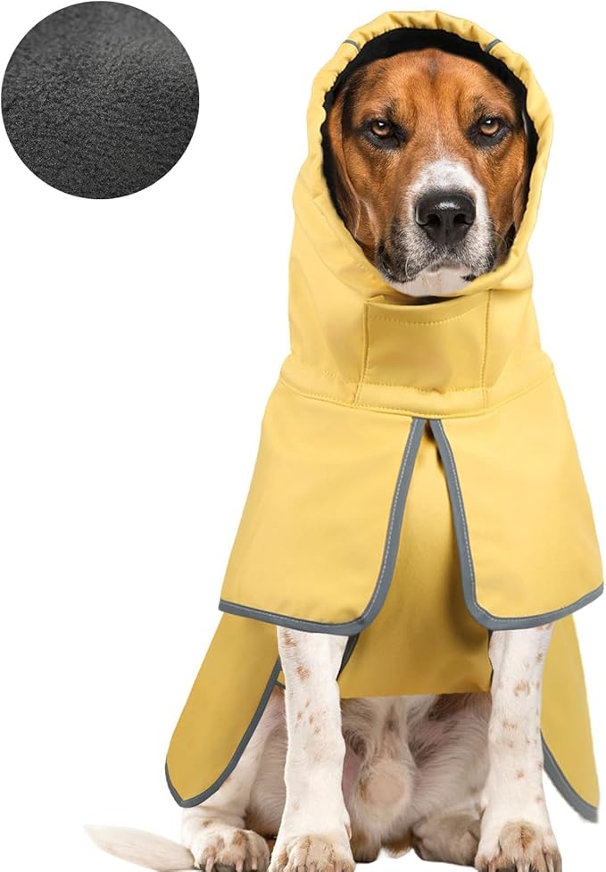 DELIFUR Medium Dog Raincoat Waterproof - Adjustable Dog Poncho Raincoat Lightweight Rain Jacket with Soft Lining for Medium Dog Yellow (Medium)