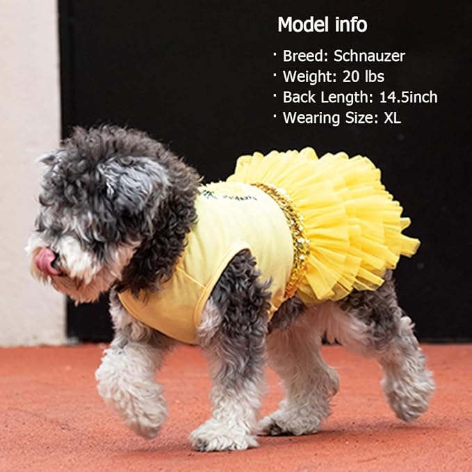 KYEESE Dog Dress Pineapple Yellow Tiered Dogs Beach Dresses