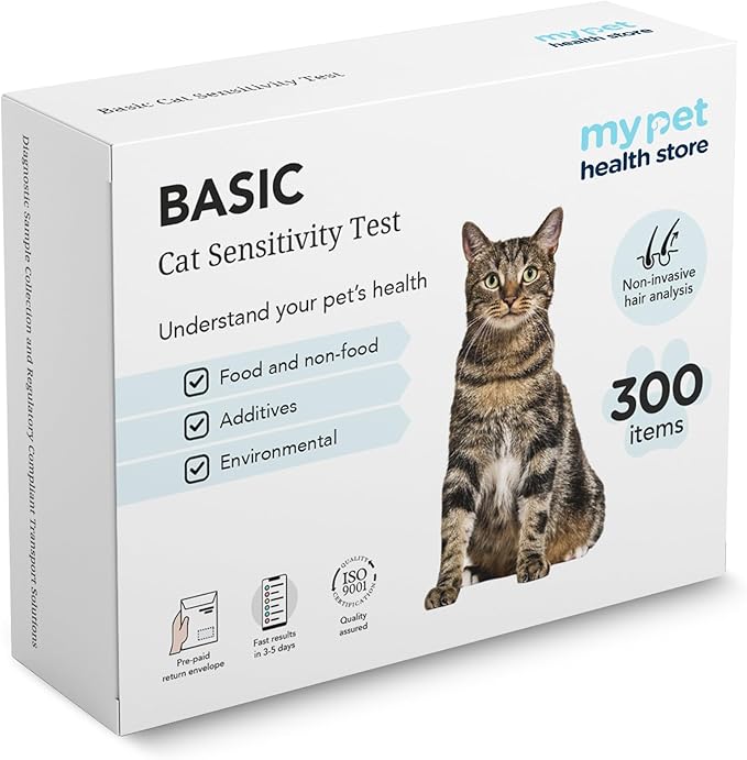 Allergen Sensitivity Test - Home Cat Allergen Test | 300 Items | Fast 3-5 Day Results | Gentle Fur Sampling | Comprehensive Food & Environment Analysis | Suitable for All Cats