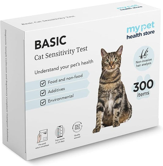 Allergen Sensitivity Test - Home Cat Allergen Test | 300 Items | Fast 3-5 Day Results | Gentle Fur Sampling | Comprehensive Food & Environment Analysis | Suitable for All Cats
