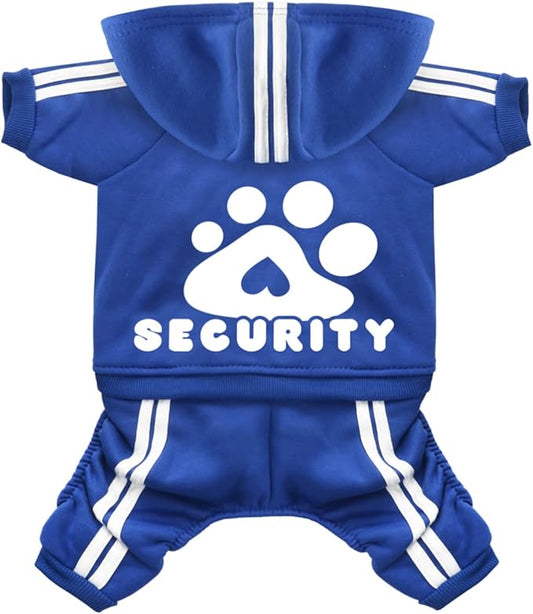 Dog Hoodie Security Clothes 4 Legs Jumpsuit Sweatshirt Hoodies Soft & Warm Dog Outfit Pullover Dog Winter Clothes Sweater for Small Medium Large Dogs Cats (Blue, X-Small)