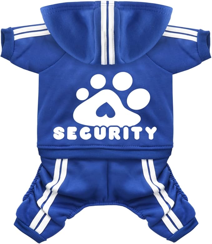 Dog Security Clothes - 4 Legs Jumpsuit Sweatshirt Hoodie - Soft & Warm Winter Outfit Pullover Sweater for Small Medium Large Dogs Cats (Blue, Large)