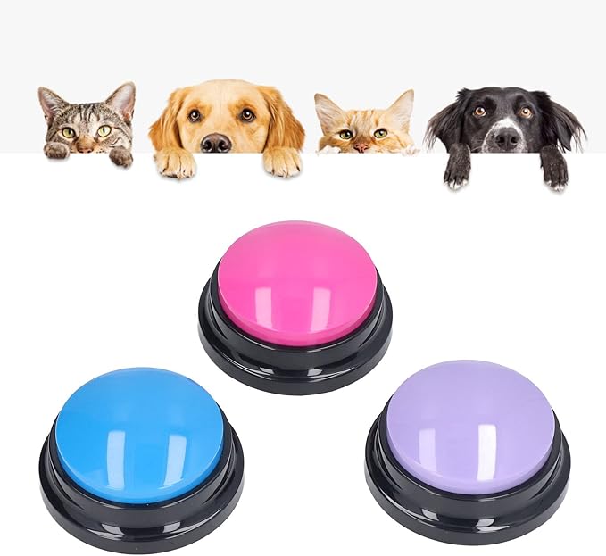 Bewinner 3 Color Voice Recording, Dog Buttons for Communication Pet Training Buzzer, 30s Recording Dog Talk Buttons for Training Recording