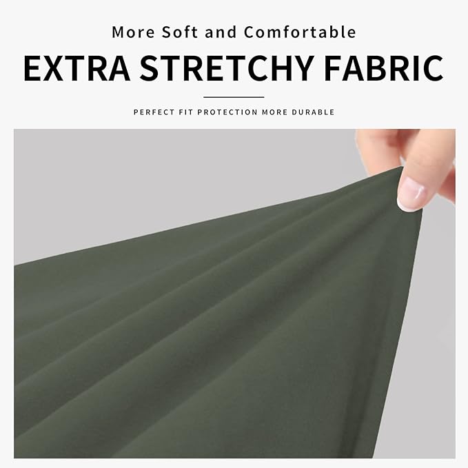 Easy-Going 100% Dual Waterproof 3 Pieces Loveseat Cover Stretch Soft Couch Cover for Dogs, Sofa Slipcover for 2 Separate Cushion Couch Leakproof Furniture Protector for Kids, Pets Grayish Green