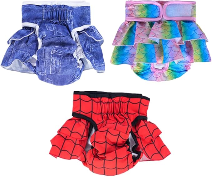 Washable Dog Diapers Female,Reusable Dog Diapers Female,Washable Diapers（3 Pieces * M Size，Waist Circumference Between 15-21.5 inches