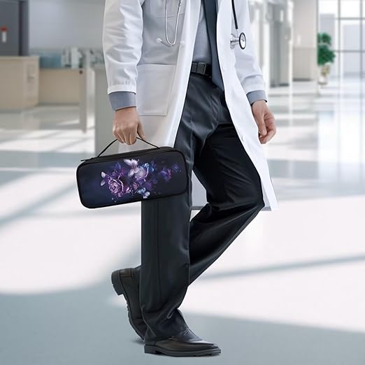 Gomyblomy Purple Rose Stethoscope Case for Classic III, Lightweight II S.E, Cardiology IV Diagnostic, Acoustica Stethoscopes, Large Capacity Travel Stethoscope Bag with Extra Room