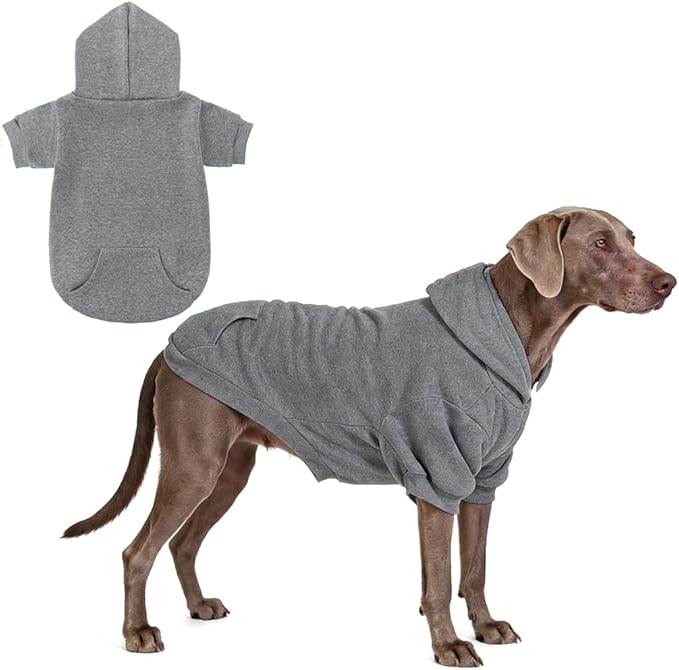 KOOLTAIL Dog Hoodie for Large Medium Small Dogs, Soft and Warm Pet Sweater with Leash Hole and Pocket Boy Girl, Puppy Fall Winter Jacket Clothes,French Pitbull Cold Weather Coat Sweatshirt,Grey XL/XXL