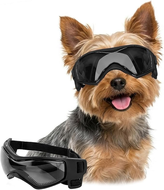 LESYPET Extra Small Dog Goggles, UV Protection Dog Sunglasses for Cats Puppy, Windproof Eye Protection Puppy Sunglasses for Outdoor Riding, Black