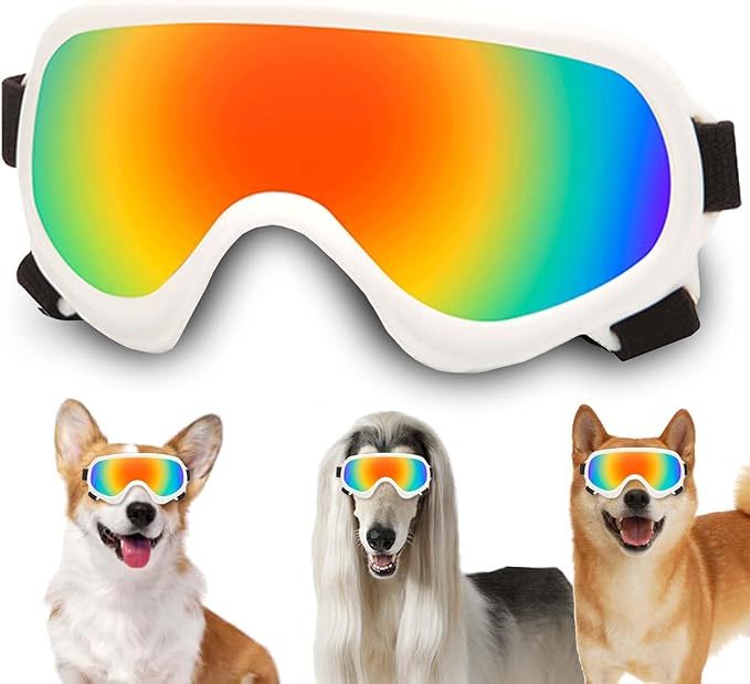 Dog Sunglasses,Doggles Anti-UV Protection, Pet Sunglasses with Adjustable Strap, Suitable for Motorcycle Car Driving Bike Riding Hiking Swimming Wind Dust Fog Dog Eye Protection