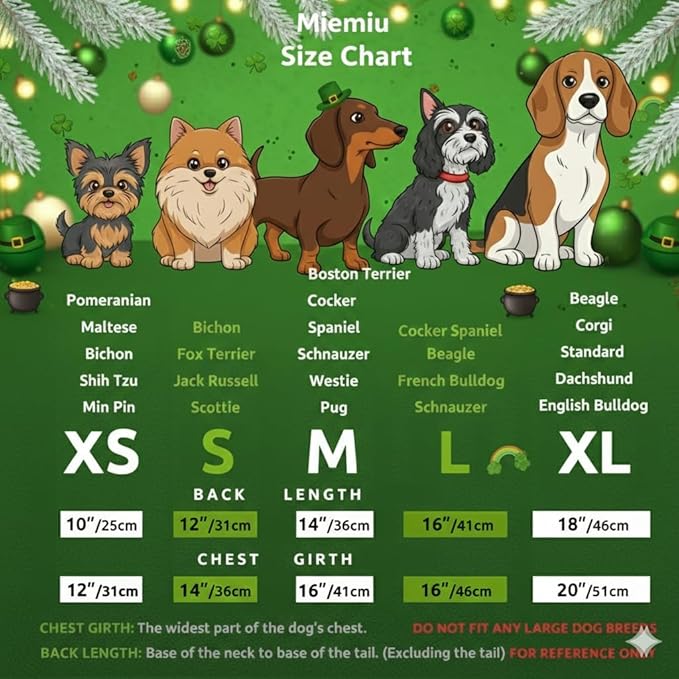 St. Patrick Day Dog Dress Holiday Irish Lucky Clover Dress Outfits Skirt for Small Boys and Girls Puppies Pets Doggie