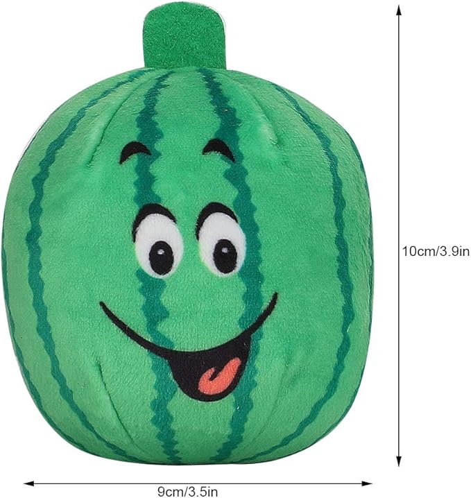 plplaaoo 4Pcs Pet Plush Watermelon Toy Set, Squeak and Chew Interactive Toys for Dogs and Cats, Material, Relieves Boredom and Anxiety