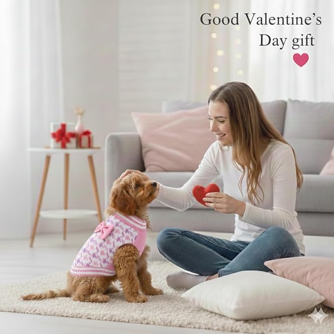 Small Dog Sweater, Soft Breathable Knit Pet Clothes for Spring Transition, Lightweight Puppy Outfit for Chihuahua, Yorkie, Cat, Cute Pink Doggy Apparel for Spring Morning Walks (Pink, S)