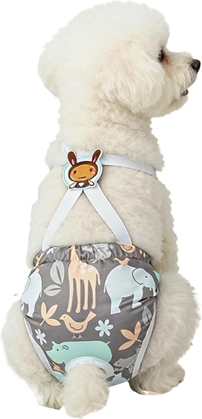 Dog Diaper | Washable Pants with Suspender | Reusable Doggie Diaper,for Home Apartment Indoor Outdoor Travel Car Crate Kennel Yard Park Beach Camping