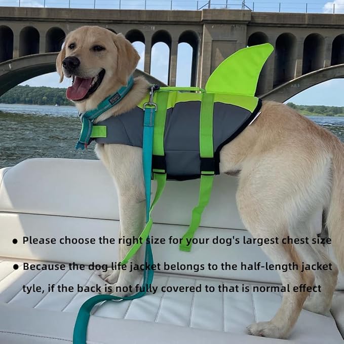 Doglay Dog Life Jacket, Ripstop Cute Shark Dog Life Jacket with Superior Buoyancy and Rescue Handle, Adjustable Dog Life Vests for Swimming Boating, Pet Flotation Vest for Small Medium Large Dogs