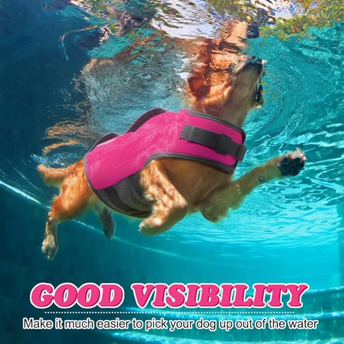 Dog Life Jacket for Large Dogs, Dog Vest with Reflective Stripes and Two Rescue Handles, XL