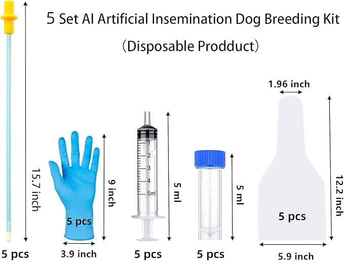 5 Set Dog AI Artificial Insemination Breeding Kit, Dog Breeding Kit, Insemination Breeder kit for Dog, Dog Breeding Supplies for Large Breeds (15.7 inch)
