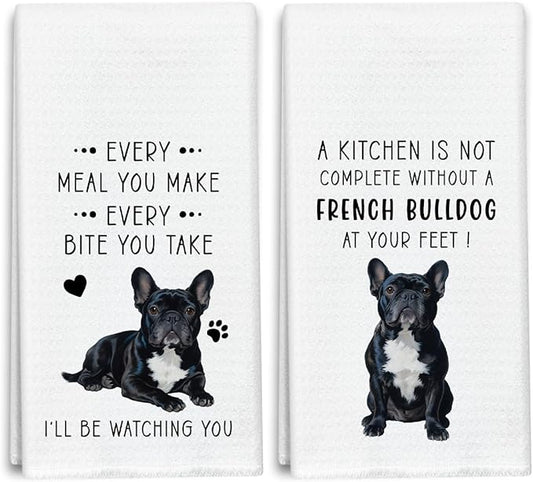 Funny French Bulldog Dish Towels for Kitchen Sets of 2, Gifts for Frenchie Dog Lover, Drying Cloth Tea Towel Hand Towels for Cooking Baking Bathroom Decor, 16 x 24 Inch -15