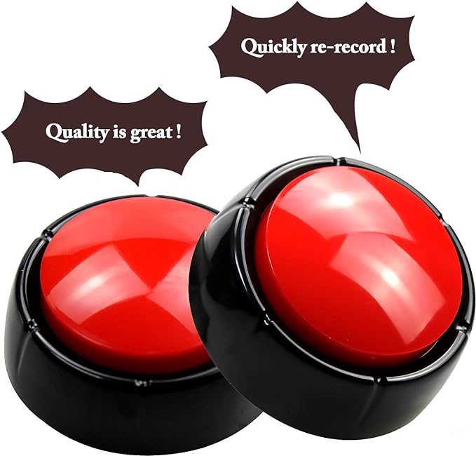 Record Talking Button Pet Button Easy Button Sound Button Recordable Button, 30 Seconds Dog Training BuzzerTalking Button Office Desk Gag Gift