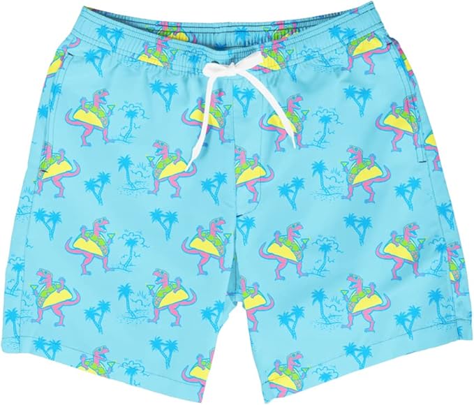 Tipsy Elves Men's Stretch Swim Trunks 7 Inch Inseam 4-Way Stretch with Mesh Liner - Quick-Dry Funny Swimwear Bathing Suit