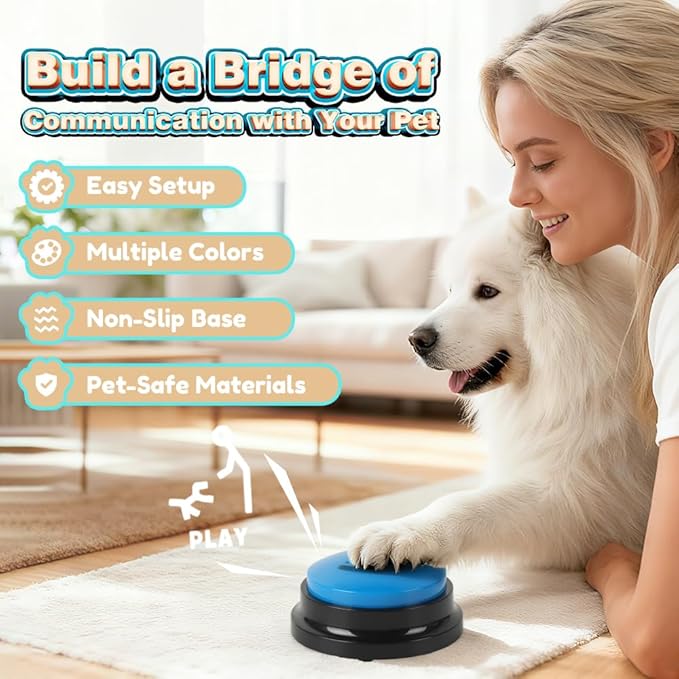 Act boldly Voice Recording Button 8 Colors, Dog Buttons for Communication Pet Training Buzzer, 30 Second Record & Playback, Funny Gift for Classroom Home Red Blue Orange Rose Purpe Green Yellow Pink