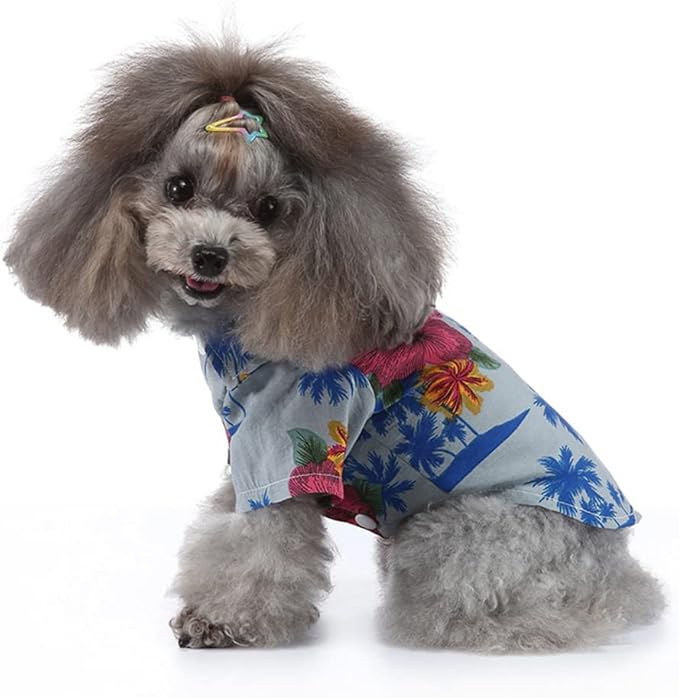 Tangpan Summer Pet Daisy Hawaiian Beach Plaid Print Shirts Clothes for Dog S11 Blue S