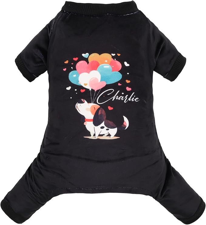 CuteBone Soft & Stretchy Dog Pajamas Charlie - Cozy Pet Jammies Breathable Jumpsuit for Small Dogs - All-Season Comfy Outfit Easy-On Pullover Design - Keeps Pets Warm & Comfortable P339M