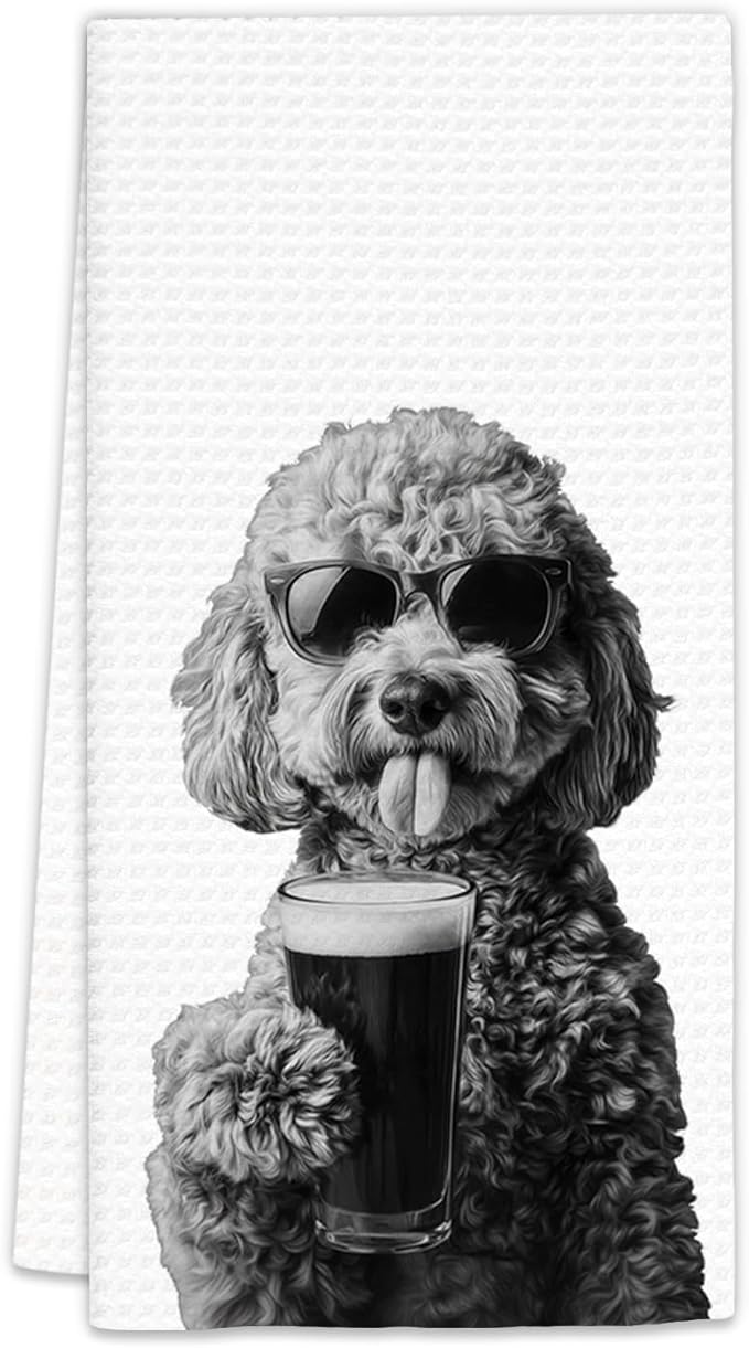 Goldendoodle Gifts Beer Kitchen Towels, Gifts for Golden Doodle Dog Beer Lovers Decorative Hand Dish Towel for Kitchen Home Bar,Funny Goldendoodle Dog BeerLover Home Bar Kitchens Decor(16x24In)