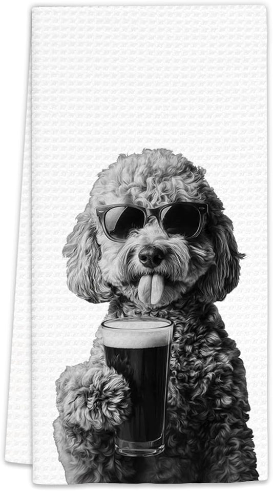 Goldendoodle Gifts Beer Kitchen Towels, Gifts for Golden Doodle Dog Beer Lovers Decorative Hand Dish Towel for Kitchen Home Bar,Funny Goldendoodle Dog BeerLover Home Bar Kitchens Decor(16x24In)