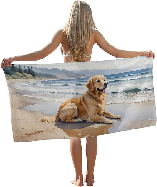 Golden Retriever Beach Towel, Golden Retriever Gifts Pool Towels, Dog Sand Towel Large Bath Towels Gifts for Women Men, Giftfor DogGolden Retriever Lovers, 29x60in