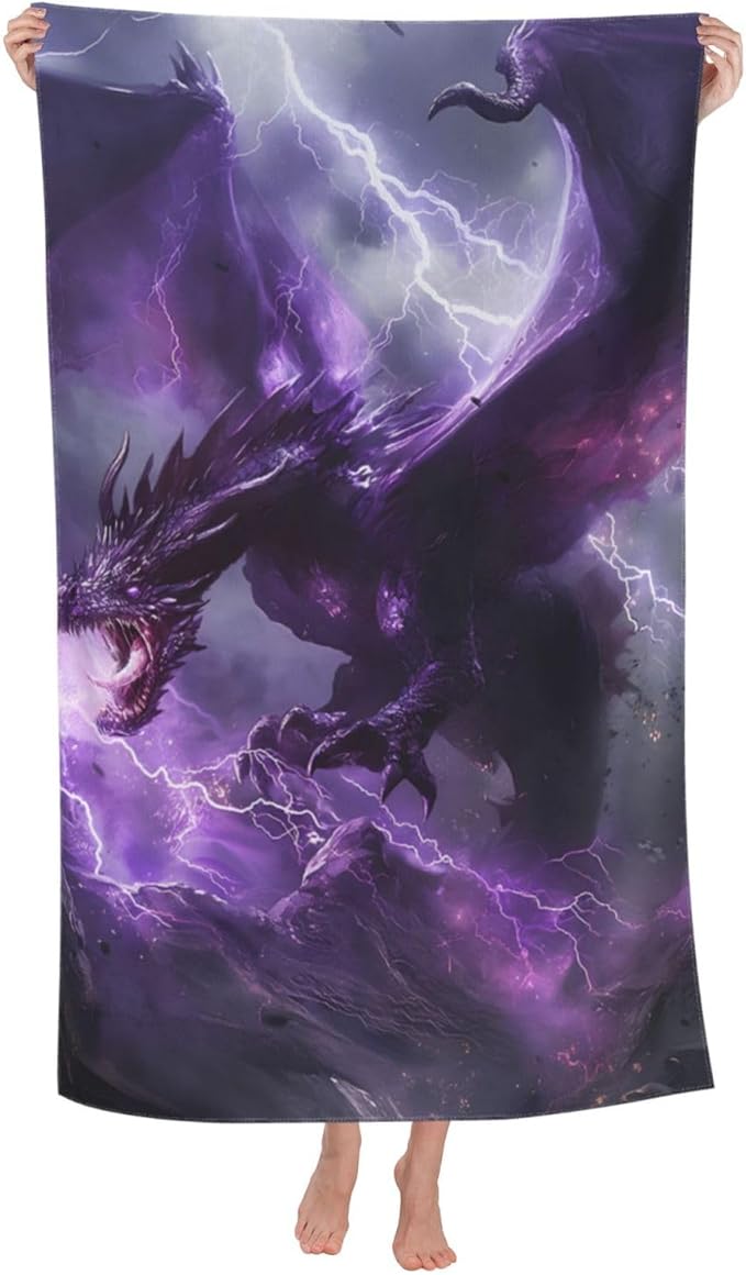 Dragon Lightning Beach Towel Dragon Sand-Free Microfiber Bath Towel Ultra Soft Quick Dry Pool Towel Absorbent Towel Lightweight Towel Gifts for Outdoor Bathroom Swimming Decor 31inx51in