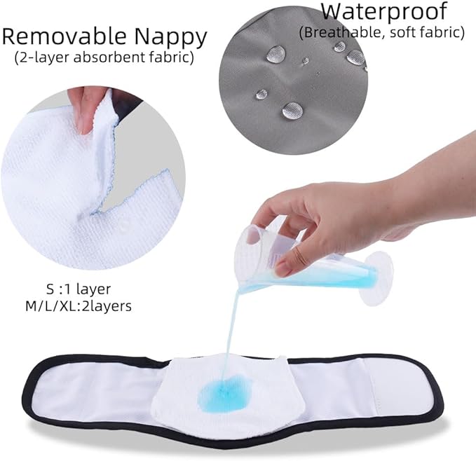Washable Reusable Dog Diapers Male Breathable Belly Bands for Male Dogs Diapers with Nappy Dog Wrap Washable M (3 Pack)