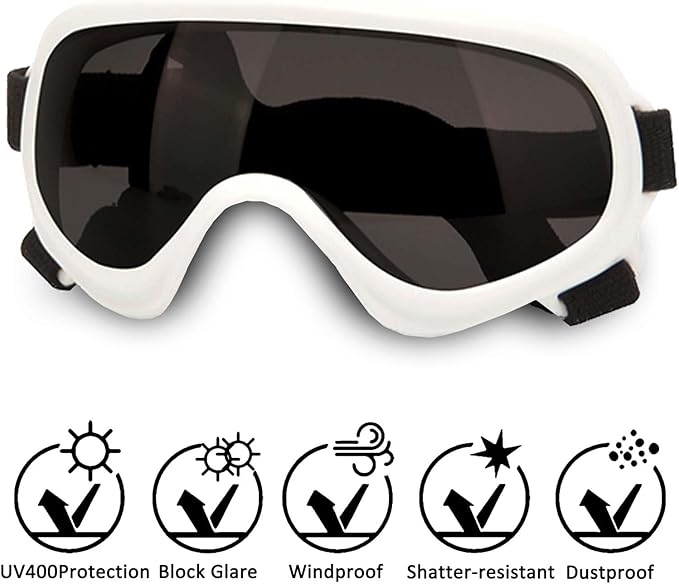 Dog Sunglasses,Doggles Anti-UV Protection, Pet Sunglasses with Adjustable Strap, Suitable for Motorcycle Car Driving Bike Riding Hiking Swimming Wind Dust Fog Dog Eye Protection