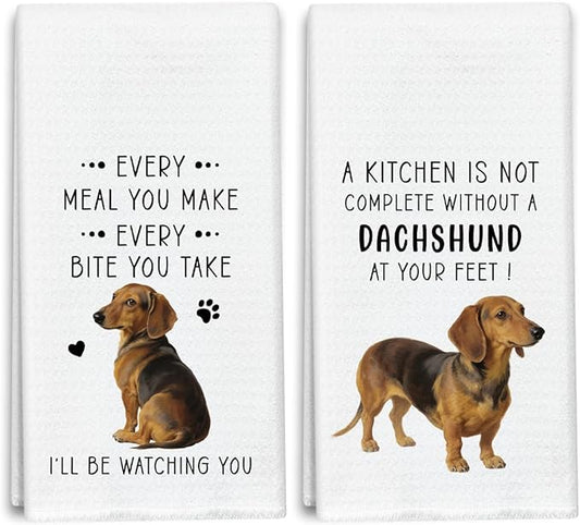 Funny Dachshund Dish Towels for Kitchen Sets of 2, Gifts for Dachshund Dog Lover, Drying Cloth Tea Towel Hand Towels for Cooking Baking Bathroom Decor, 16 x 24 Inch -12