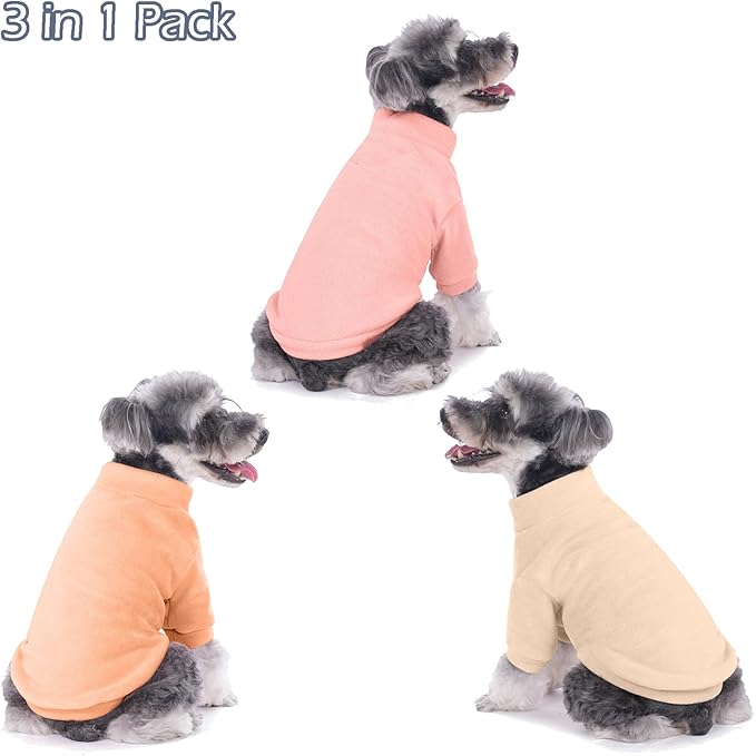Dog Sweater, 3 Pack Dog Sweaters for Small Dogs Girl Boy, Ultra Soft Warm Puppy Clothes Dog Coat for Winter (Peach+Lt Camel+Pink, X-Large)