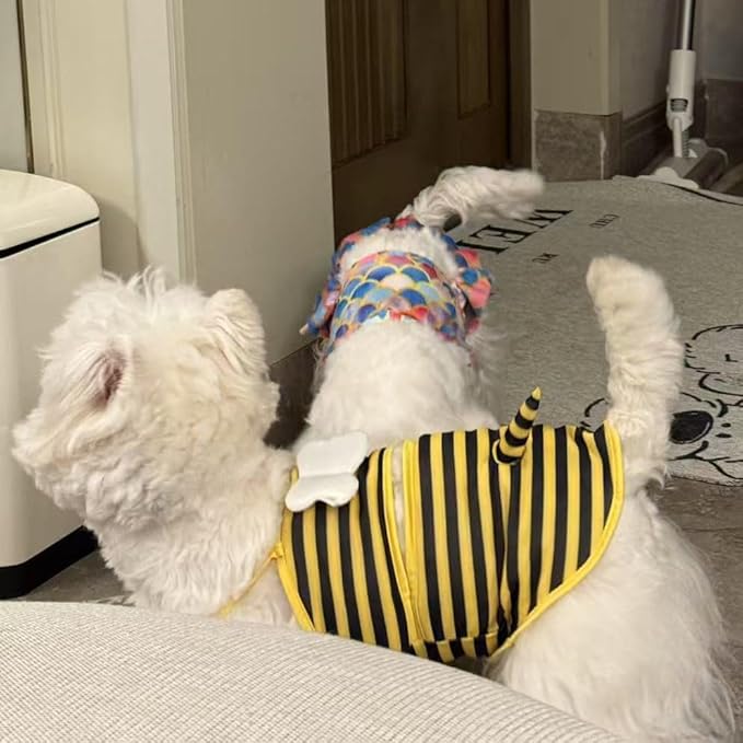 Funny Doggie Swimwear Bikini Summer Dog Clothes Beach Swimsuit Puppy Bathing Suit Puppy Vest Cooling Pet Shirt for Small Dogs, Cat Apparel (Small, Yellow Bee)